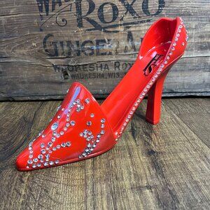Red Stiletto Wine Bottle Holder Clear Rhinestone Accents